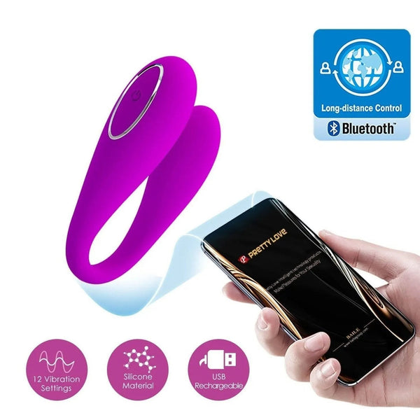 Vibratore coppia August silicone vellutato controllo smartphone remoto