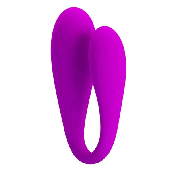 Vibratore coppia August viola silicone vista frontale simmetrica