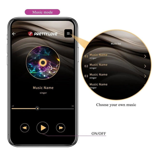 Modalità musica app Pretty Love controllo vibrazioni sincronizzate