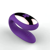 Vibratore coppia silicone viola con adesivo floreale e sezione nera lucida