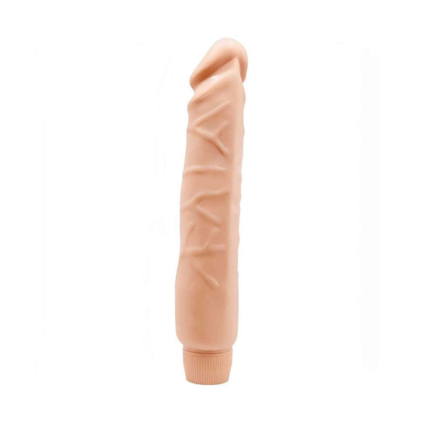 Vibratore realistico Soft Skin rosa carne superficie vellutata con vene simulate e testa curva