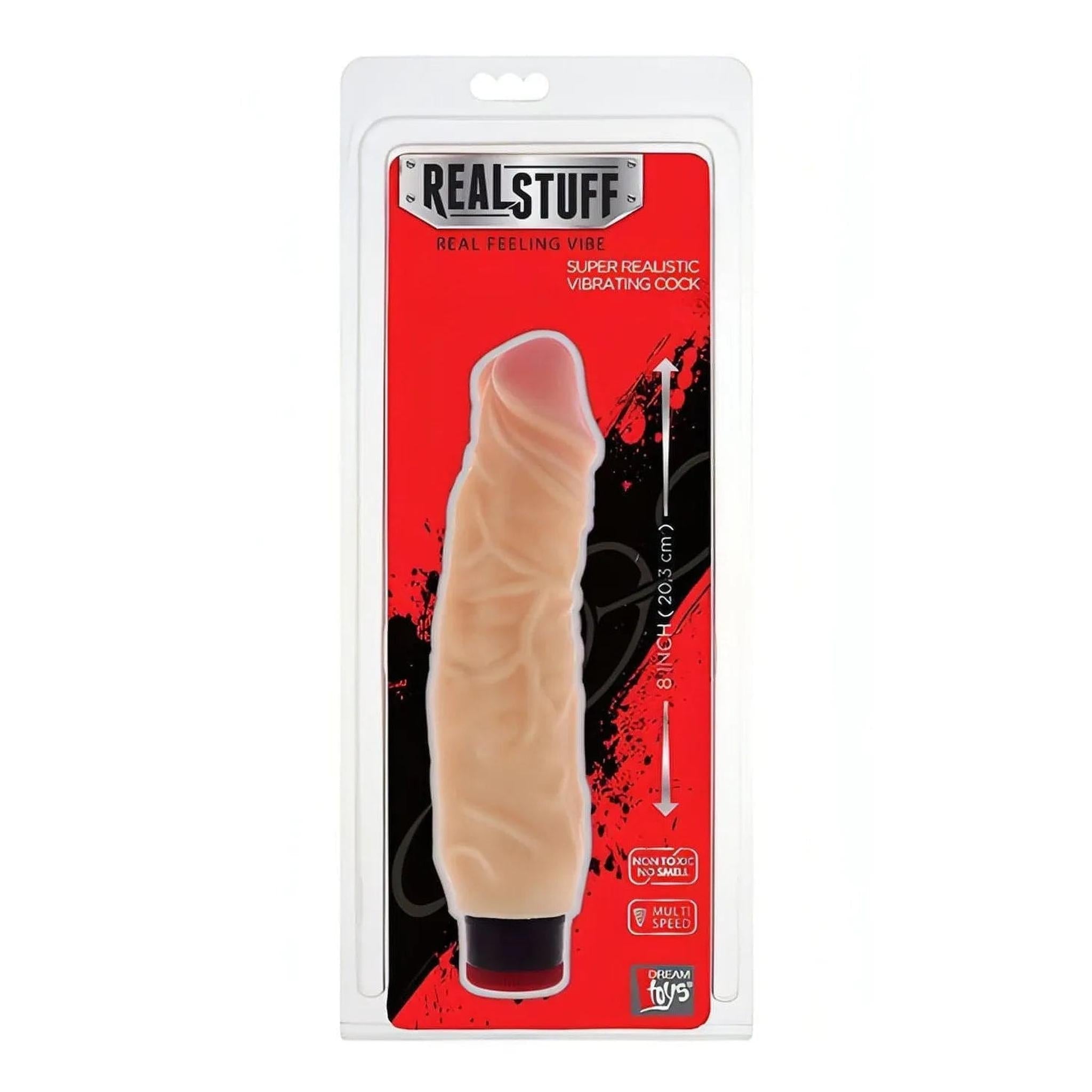 Vibratore realistico morbido con venature 20.3 cm - Multispeed, Rosa Carne