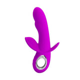 Vibratore rosa a forma di coniglio con superficie liscia e texture
