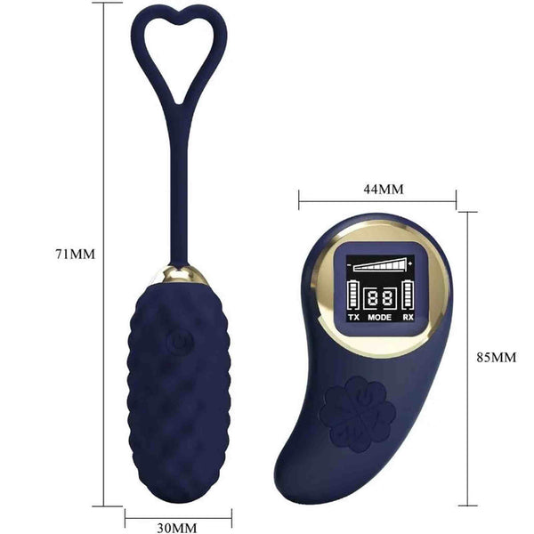 Misure ovulo vibrante Vivian blu scuro 71mm e telecomando 85mm
