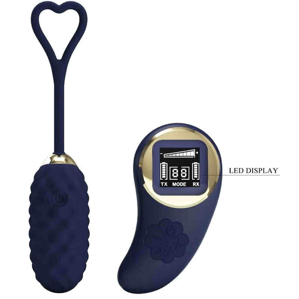 Ovulo vibrante blu scuro Vivian con telecomando compatto e display LED