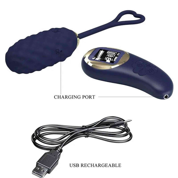 Ovulo vibrante Vivian blu scuro USB ricaricabile con cavo incluso