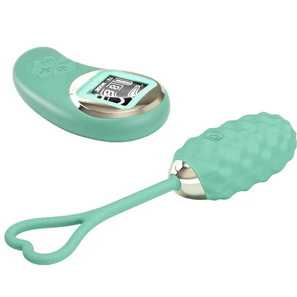 Ovulo vibrante Vivian verde acqua con texture e telecomando wireless LCD