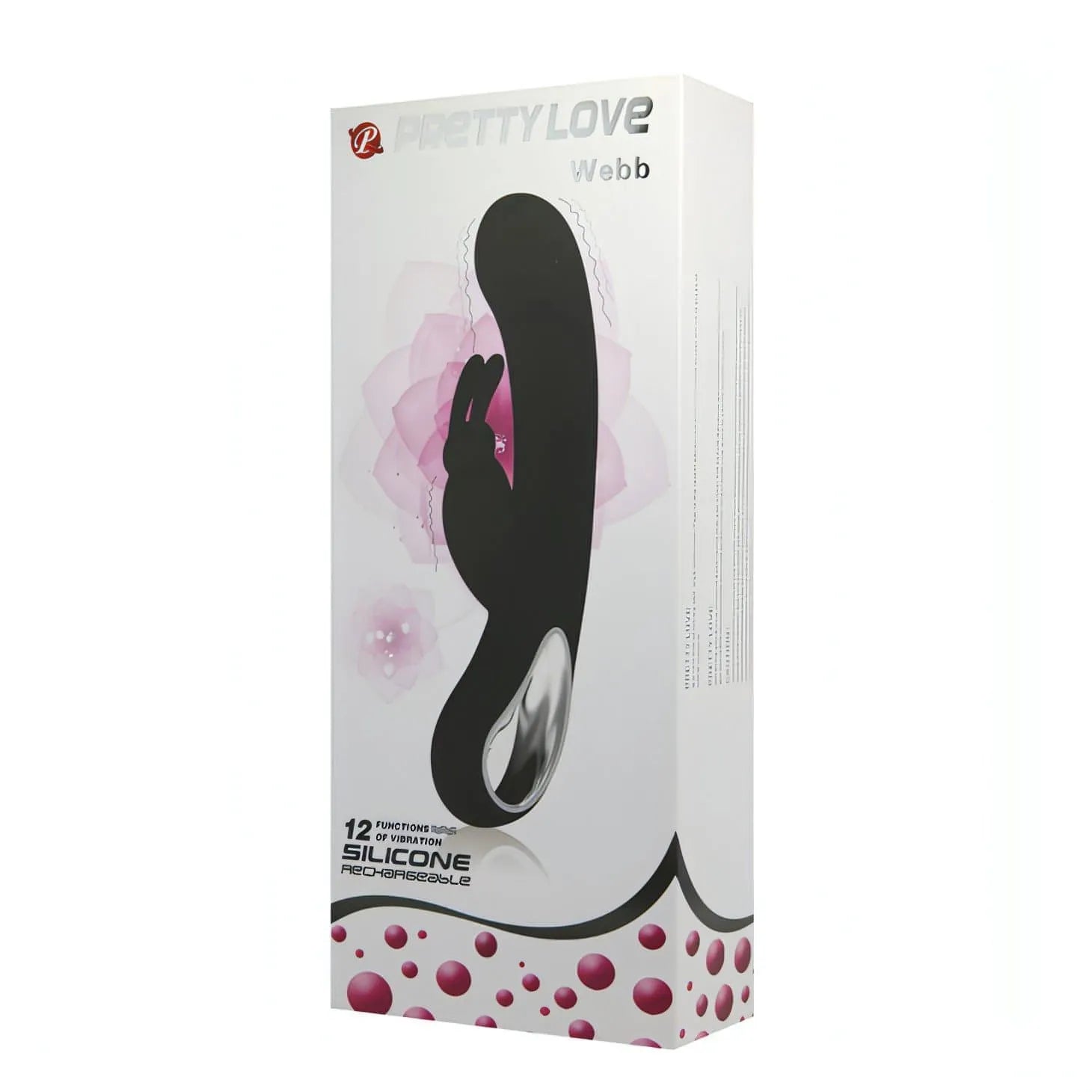 Webb Vibratore Rabbit in silicone medicale totalmente anallergico con 12 diversi programmi di vibrazione - Ricaricabile, Nero