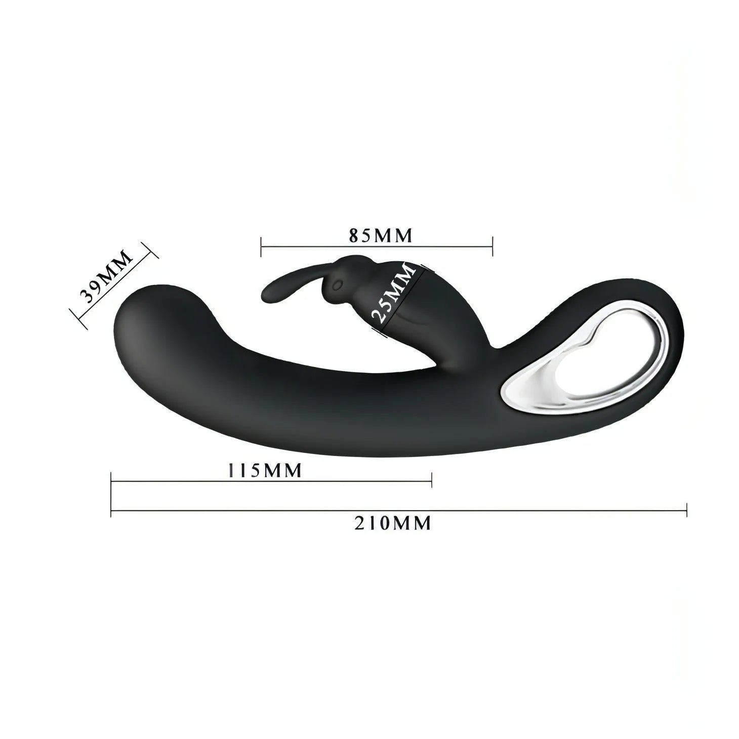 Webb Vibratore Rabbit in silicone medicale totalmente anallergico con 12 diversi programmi di vibrazione - Ricaricabile, Nero