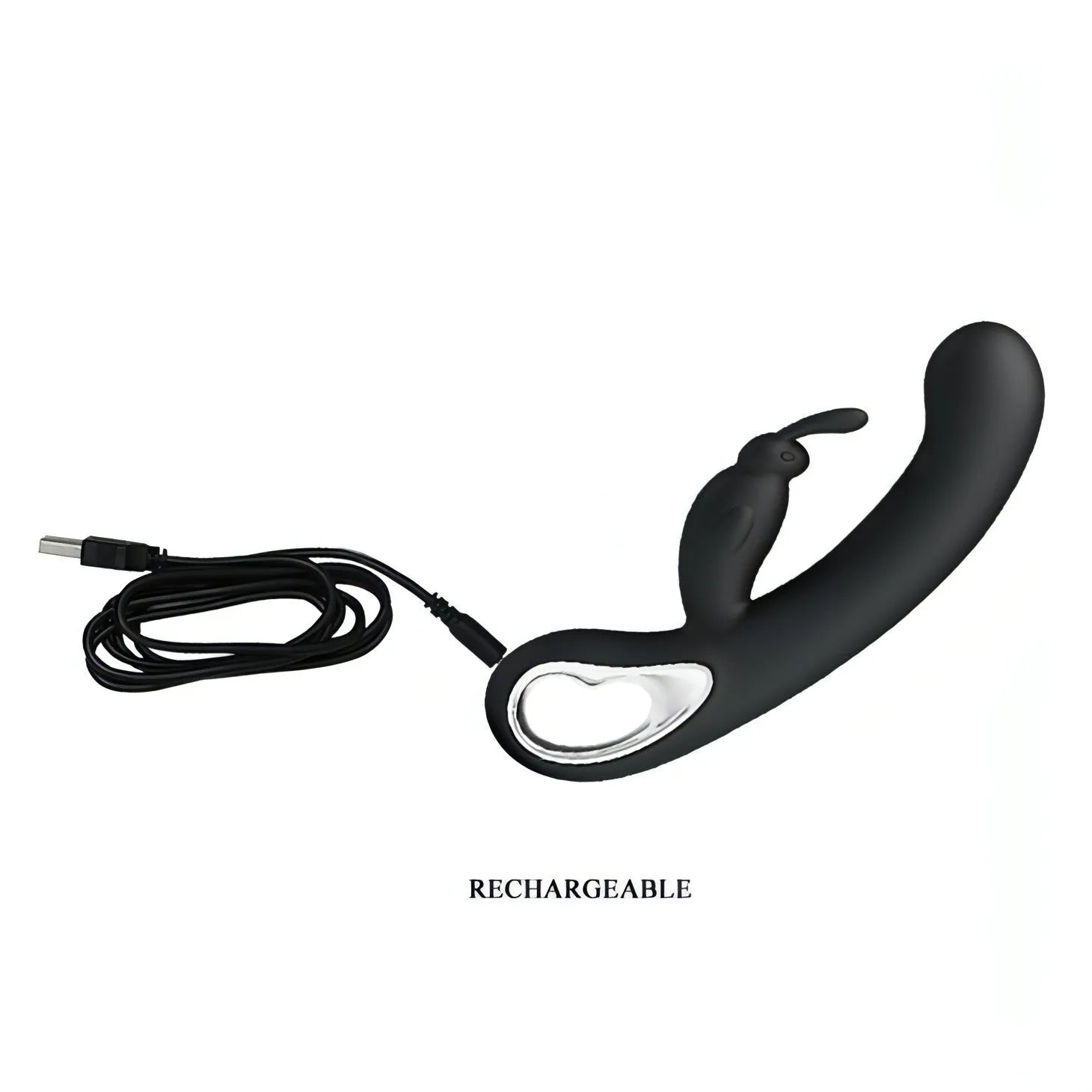 Webb Vibratore Rabbit in silicone medicale totalmente anallergico con 12 diversi programmi di vibrazione - Ricaricabile, Nero