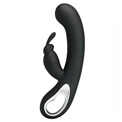 Webb Vibratore Rabbit in silicone medicale totalmente anallergico con 12 diversi programmi di vibrazione - Ricaricabile, Nero
