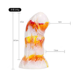 Dildo fantasy rosa arancione giallo con misure indicate altezza 20,5 cm e peso 948 g