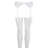 White Set Reggicalze in pizzo con calze velate