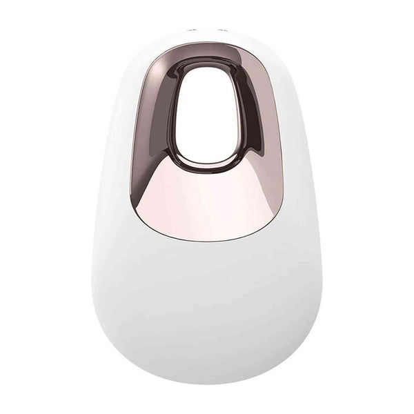 Angolo inclinato vibratore da posizionamento Satisfyer corpo ovale bianco e finitura metallica rosa
