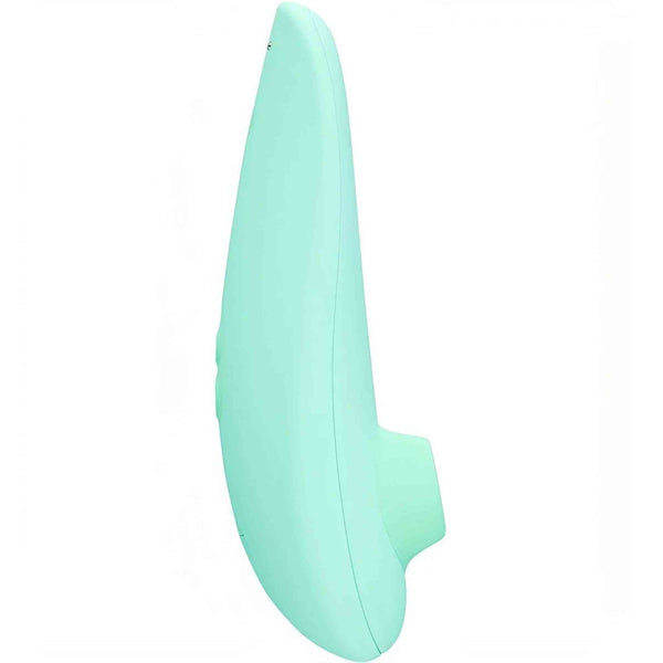 Profilo laterale dispositivo Womanizer verde acqua opaca forma curvata