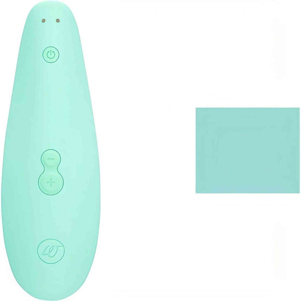 Womanizer Marilyn Monroe Special Edition verde menta vista frontale con pulsanti