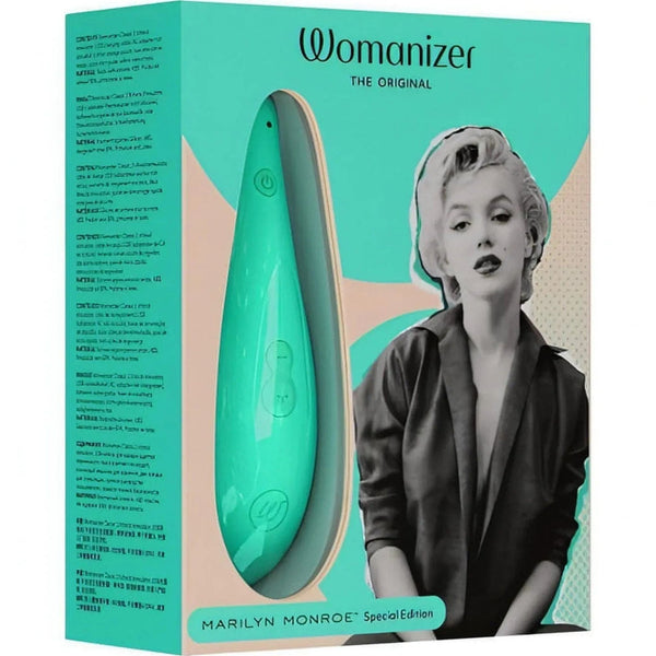 Confezione Womanizer Marilyn Monroe Special Edition verde menta con foto iconica