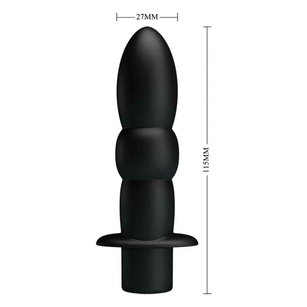 Diagramma dimensioni plug anale nero silicone 115 mm lunghezza