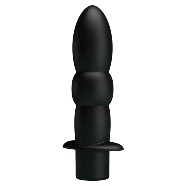 Plug anale nero in silicone forma a tre sezioni verticale