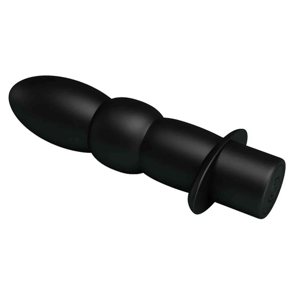 Plug anale nero in silicone vista laterale simbolo base