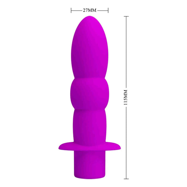 Plug anale viola silicone a goccia con rilievi concentrici