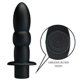Plug anale nero in silicone con pulsante vibrazione ON/OFF