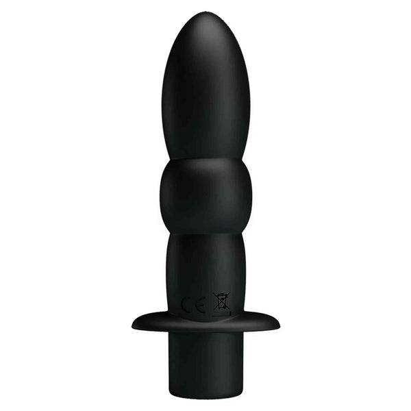 Plug anale nero in silicone con marchi CE e riciclaggio