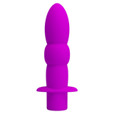 Plug anale viola acceso in silicone vista frontale semplice