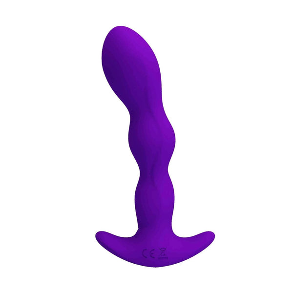 Plug anale viola Yale Pretty Love in silicone liscio con forma ondulata e base ampia