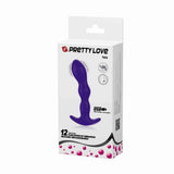 Scatola packaging Yale Pretty Love plug anale viola con istruzioni ricarica USB