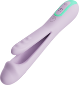 Vibratore coniglio lavanda silicone struttura biforcuta pulsante verde acqua