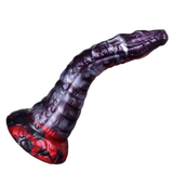 Dildo silicone serpente viola scuro striature bianche texture squame