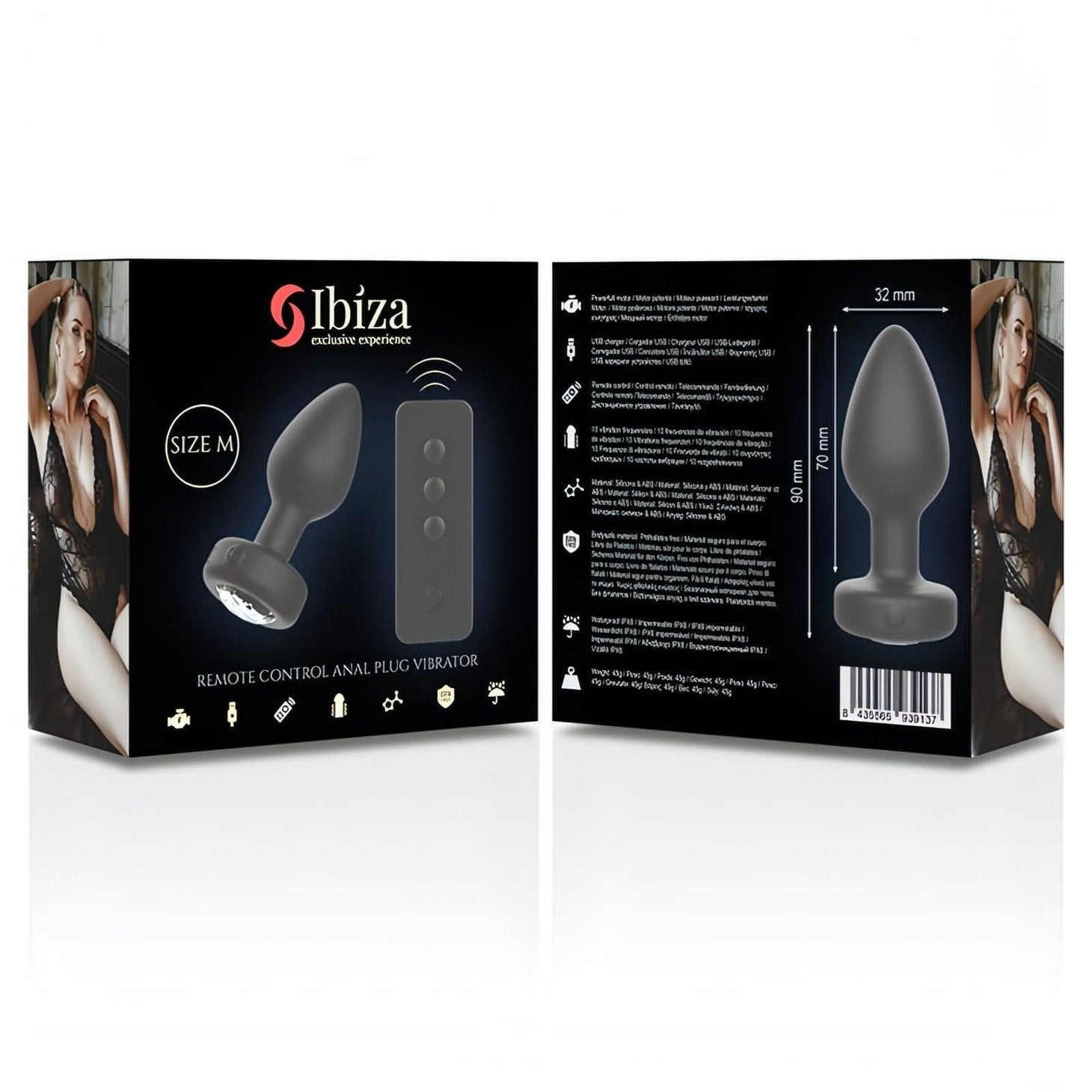 Anal Plug Vibrante con Diamantino e Telecomando Wireless - Silicone, Ricaricabile, Taglia M