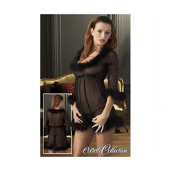 Babydoll trasparente con perizoma nero - S