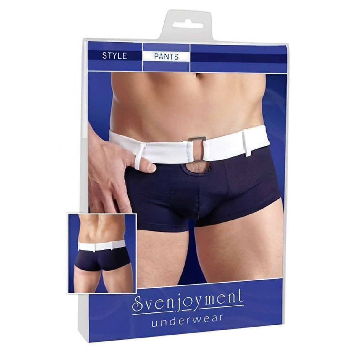 Boxer blue con bordatura bianca - M