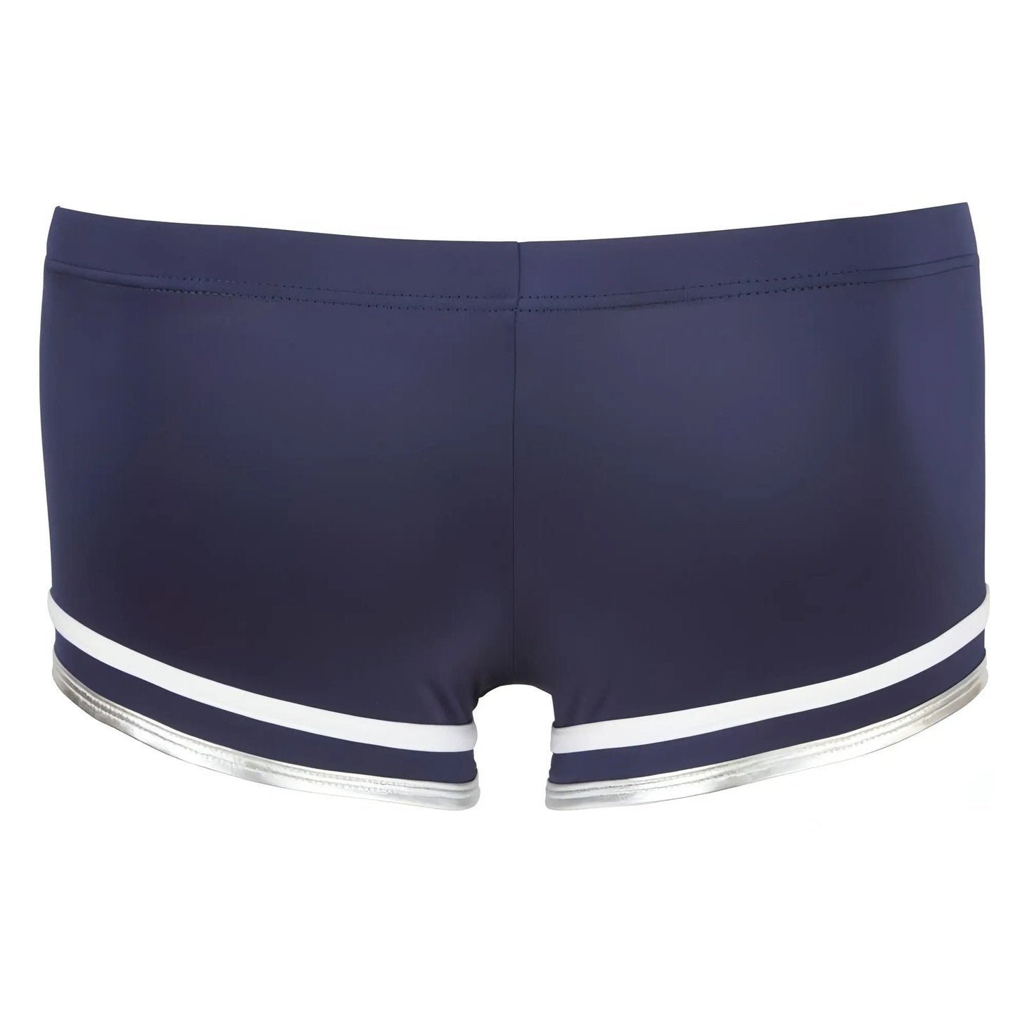 Boxer blue con bordi inferiori bianchi e zip frontale - M