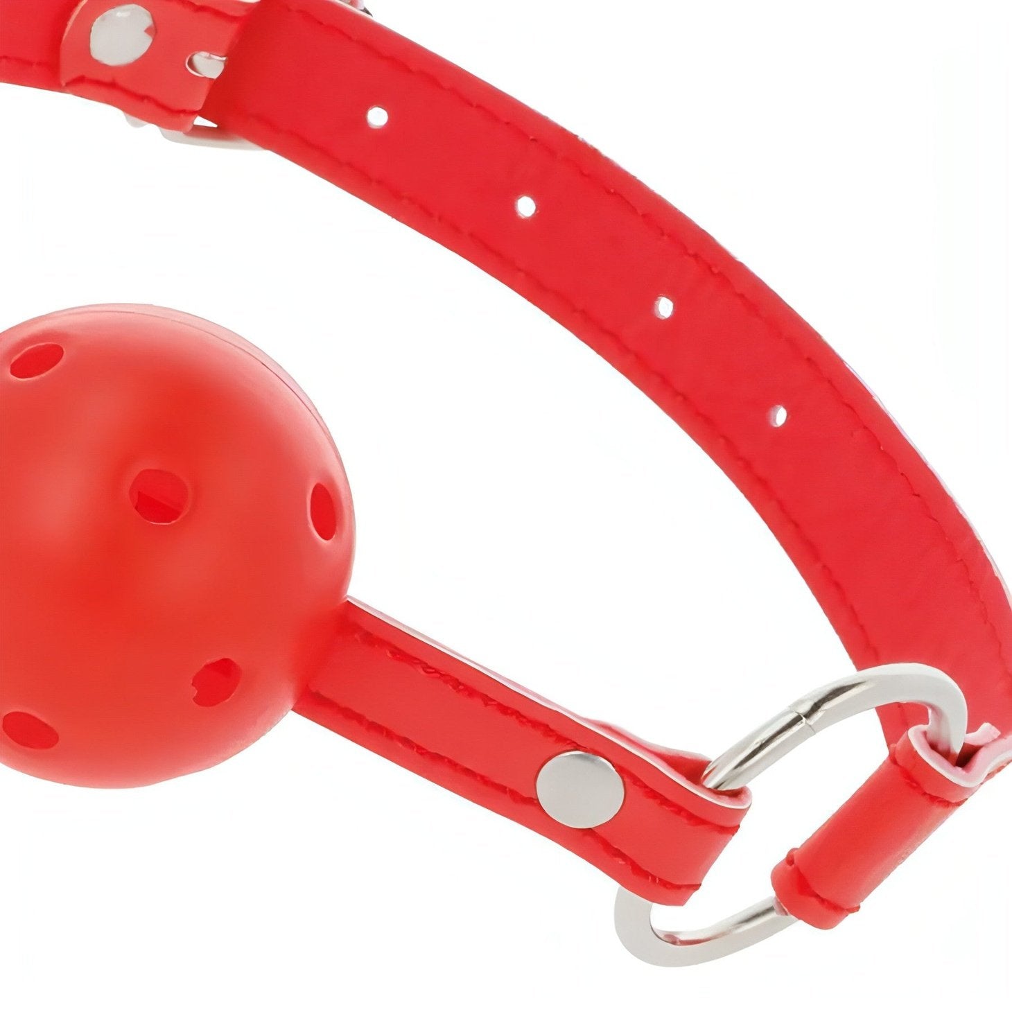 Breathable Ball Gag - Rossa con cinturino in pelle rosso