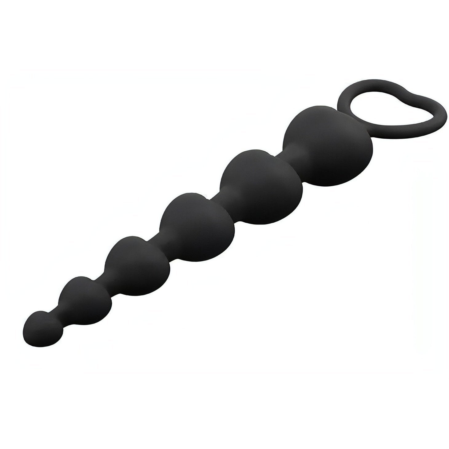 Catena di 6 perline anali in silicone - 15 cm, Nero