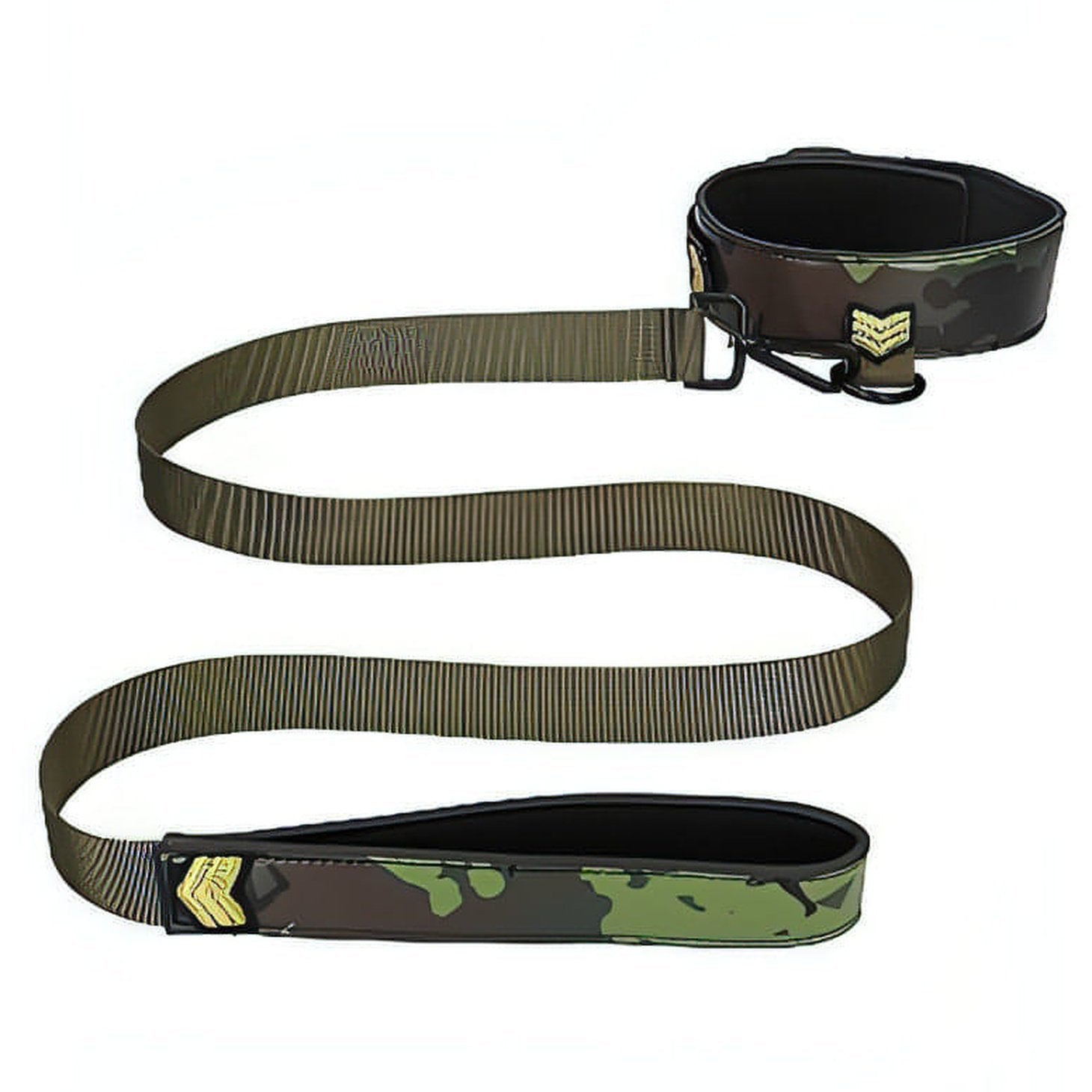 Collar With Leash - Army Theme - Green