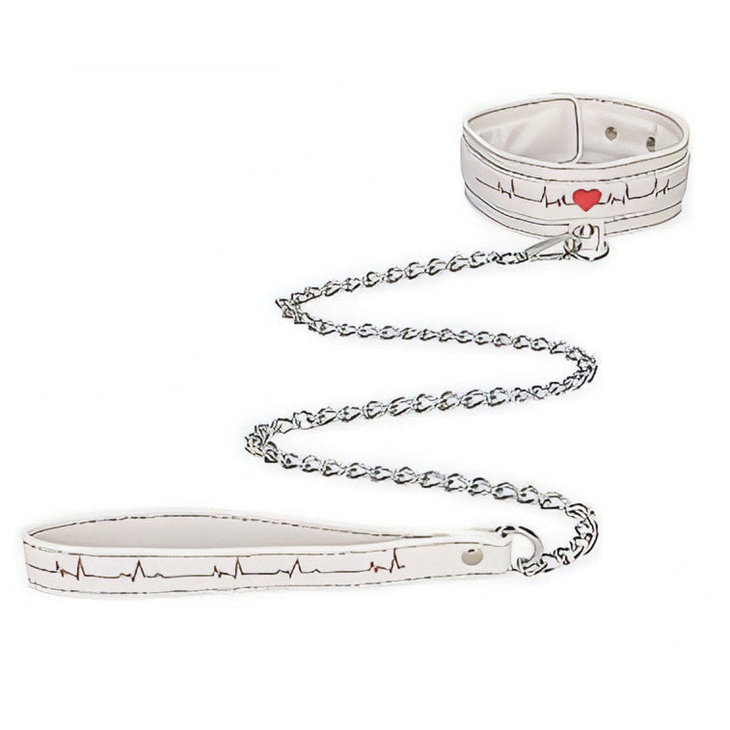 Collar With Leash - Nurse Theme - White