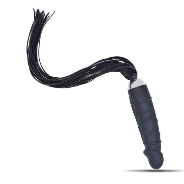 Angolo diagonale dildo anale Real Whip nero effetto movimento frange