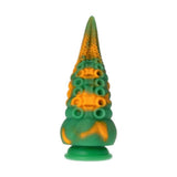 Dildo silicone verde e arancione punta a spirale Mad Medusa vista frontale