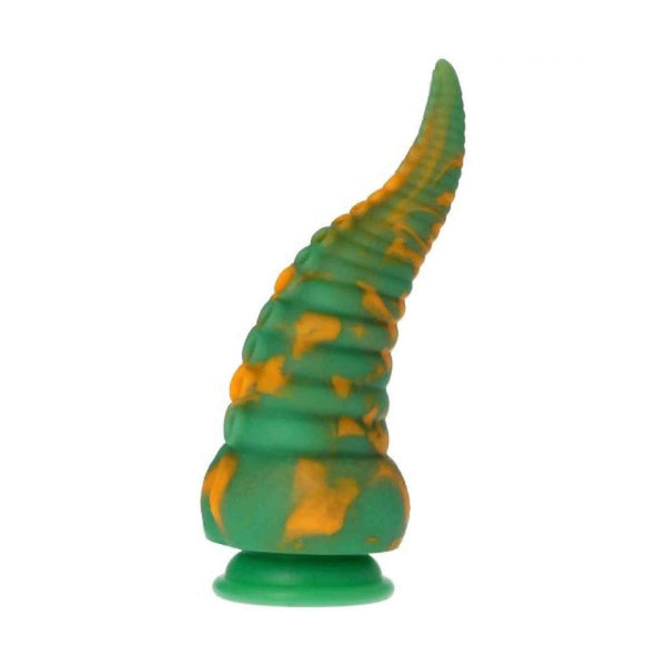 Dildo silicone verde macchie arancioni Mad Medusa con anelli concentrici