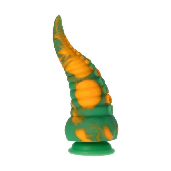 Dildo silicone verde macchie arancioni Mad Medusa profilo laterale spirale