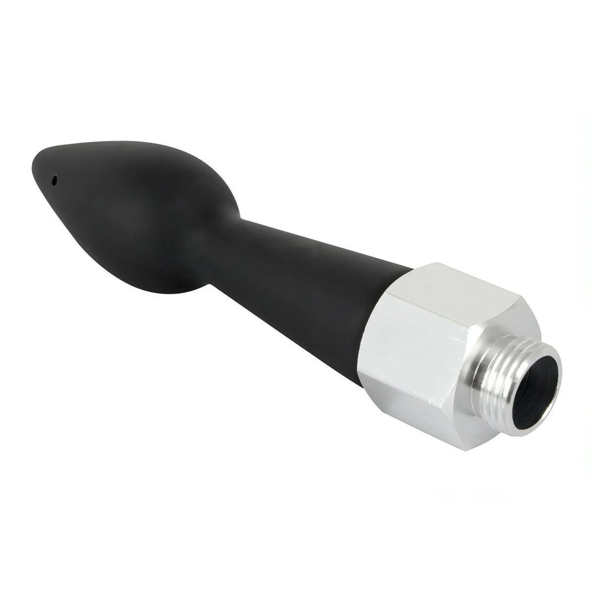 Doccia anale con foro sulla punta e nei laterali con aggancio per tubo doccia - Nero, Silicone