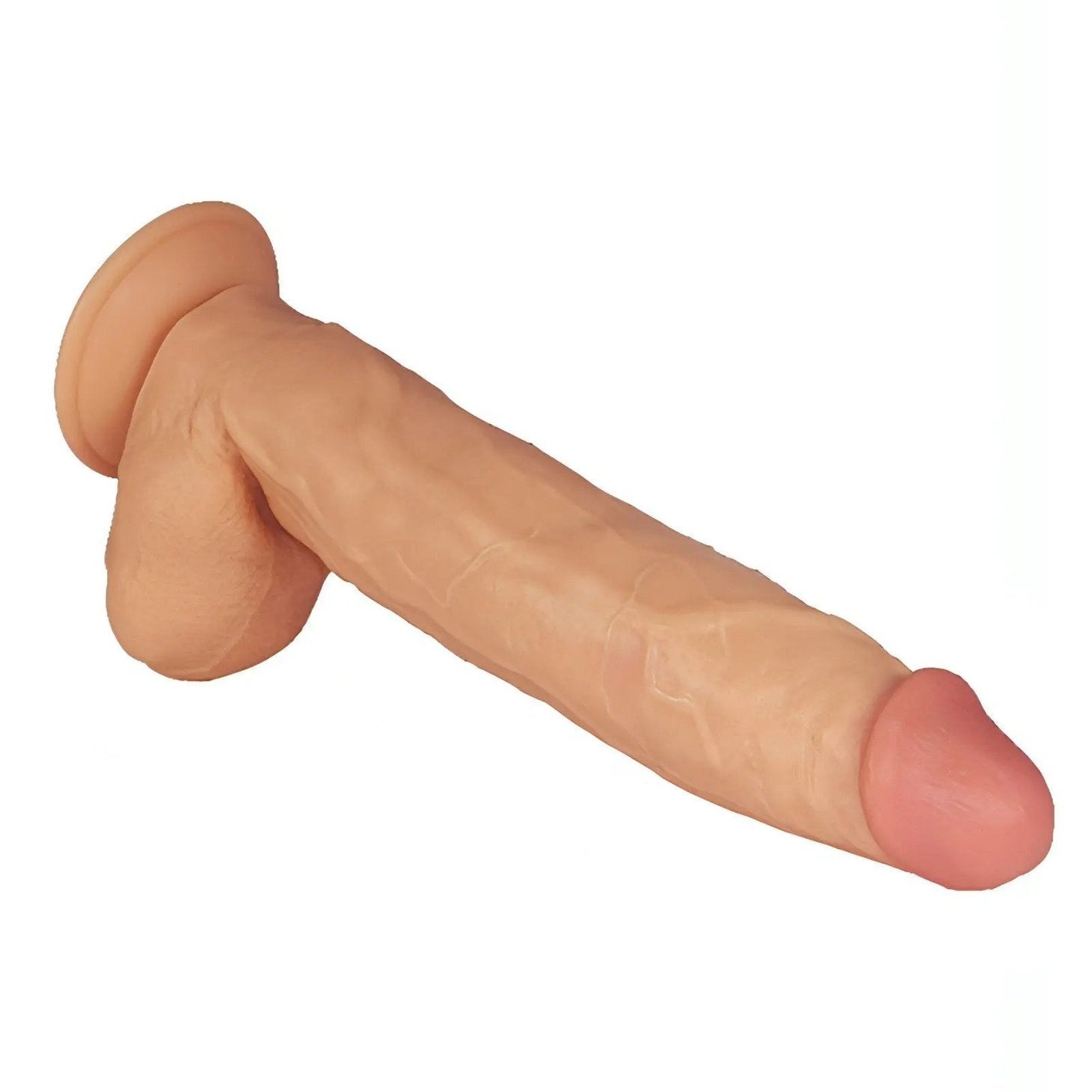 Fallo Maxi 11'' realistico con testicoli e ventosa - 30 cm lungo Ø 6 cm , Rosa Carne