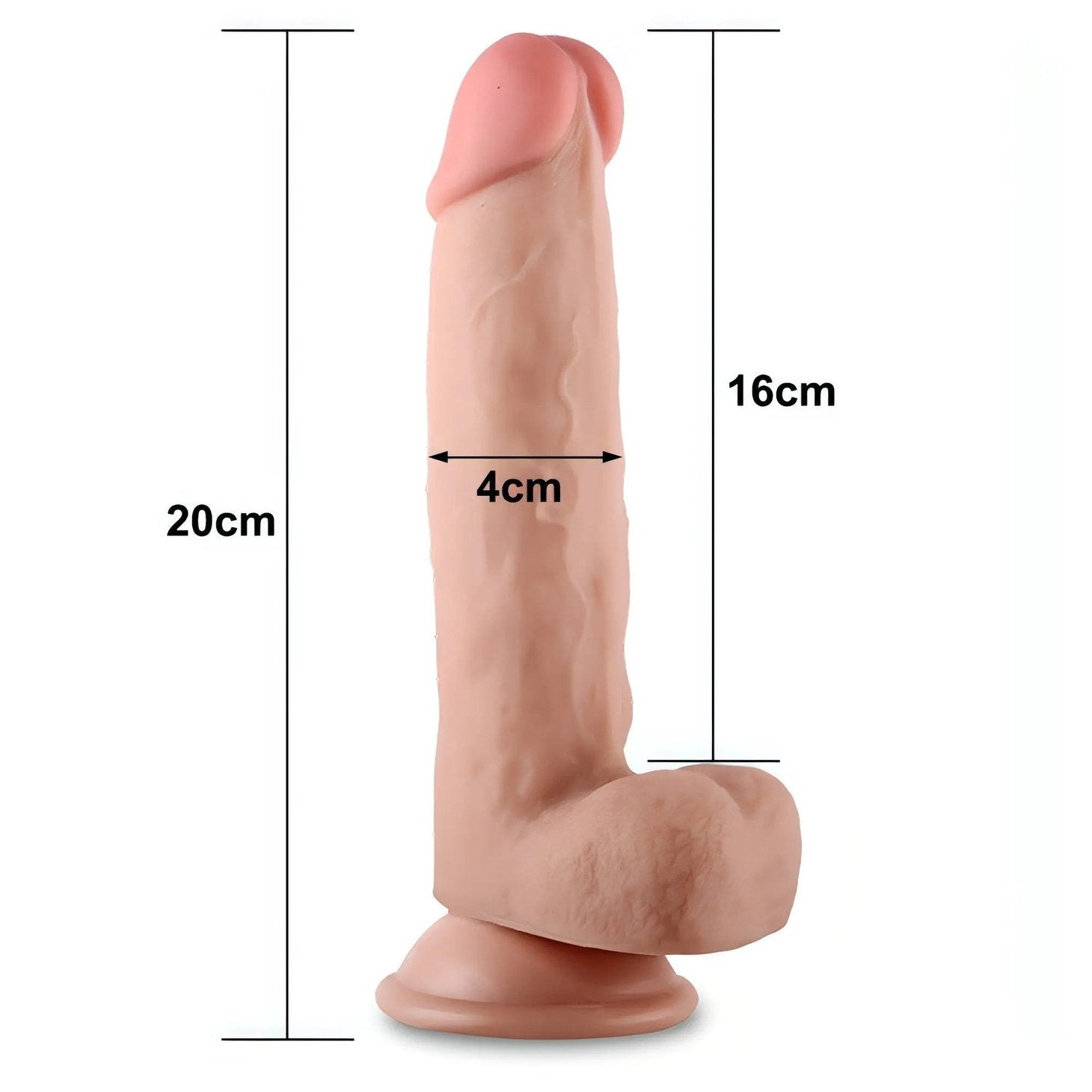 Fallo realistico 16 cm con pelle scorrevole come un membro vero - 8'', Rosa Carne