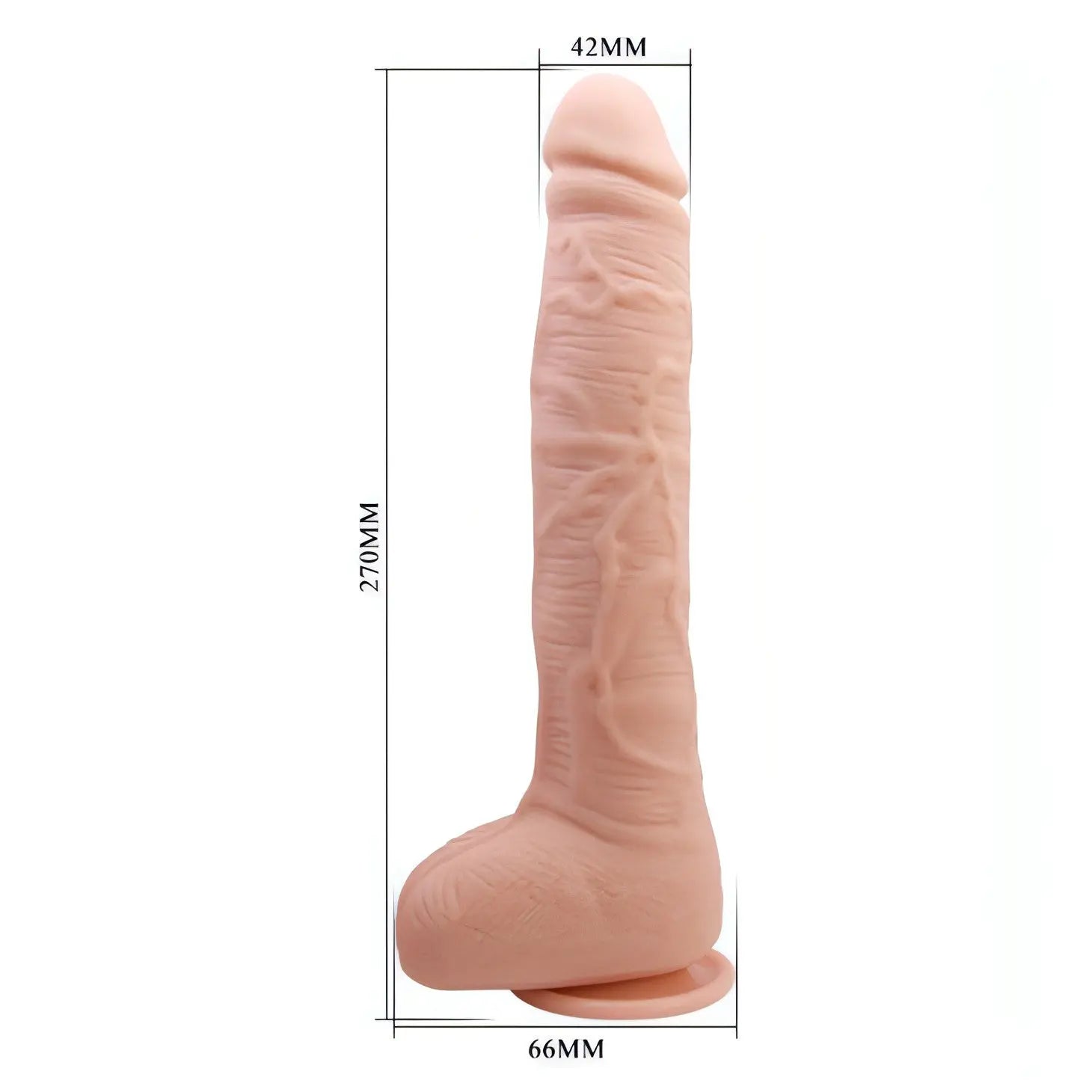 Fallo Super Realistico e Morbido con Ventosa - 27 cm, Rosa Carne