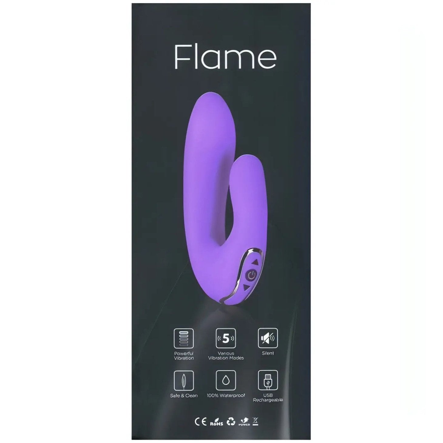 Flame Vibratore Rabbit con 5 modalità di vibrazione, ricaricabile - Viola