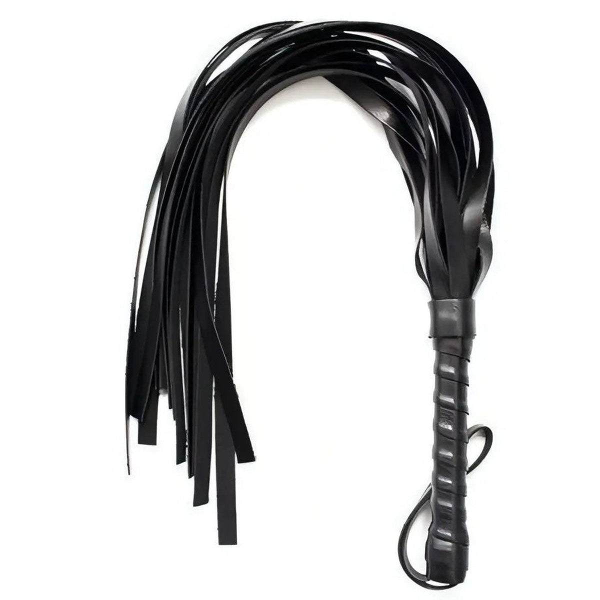 Frusta in ecopelle a frange spesse squash whip black